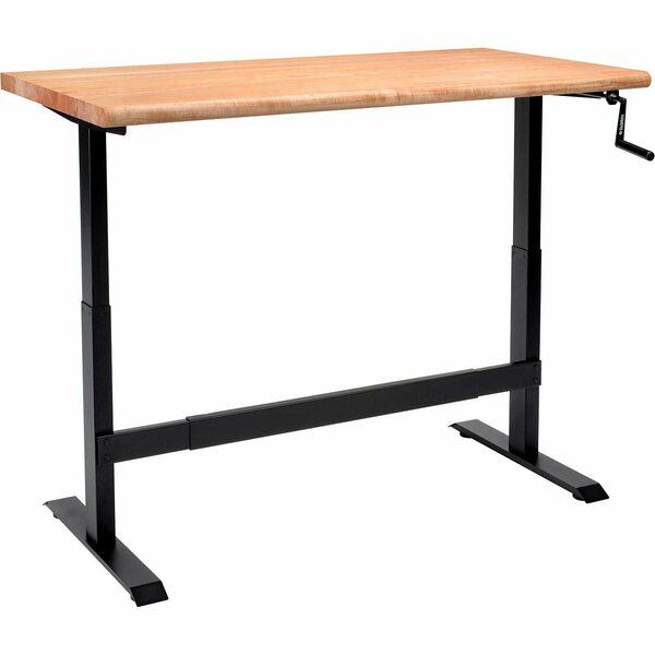 Global Industrial Hand-Crank Adjustable Height Workbench, Maple Safety Edge, 60inW x 30inD 338344BK